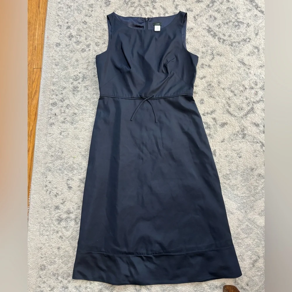 J.Crew 100% Silk Dress Contemporary Dark Navy Vintage Career Event Size 8 Tall